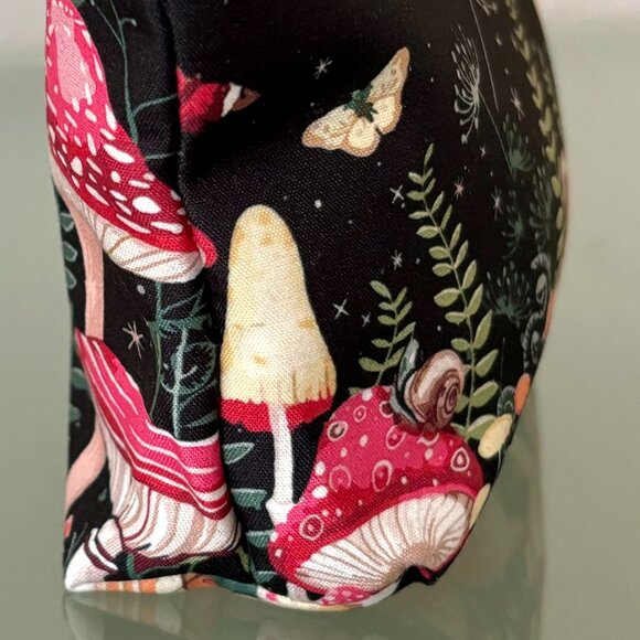Magical Forest at Night Mushrooms Moths Moon Padded Zippered Pouch Travel Bag - Picture 5 of 6